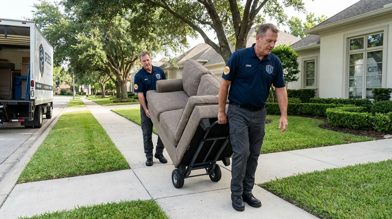 Local residential moving crew loading furniture in Steele, AL
