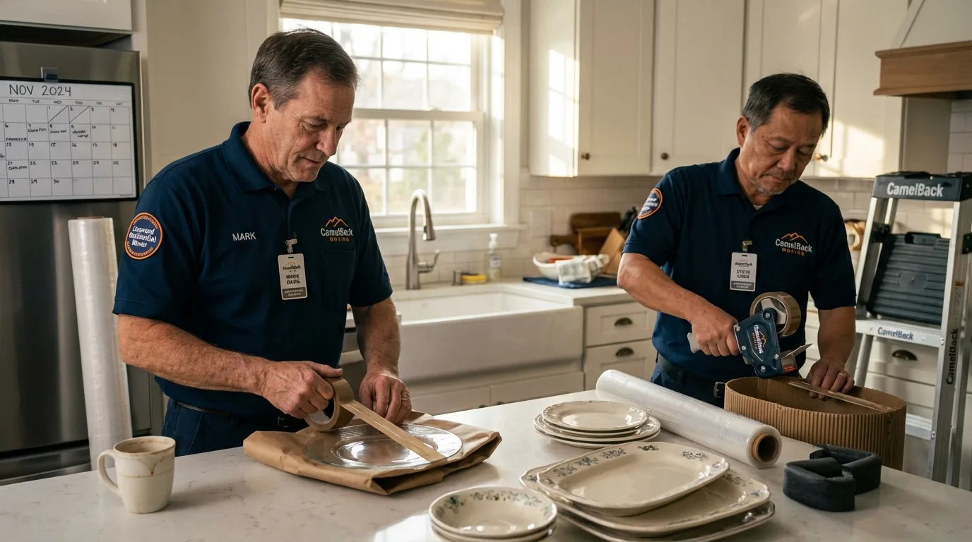Professional crew packing kitchen dishware in Steele, AL